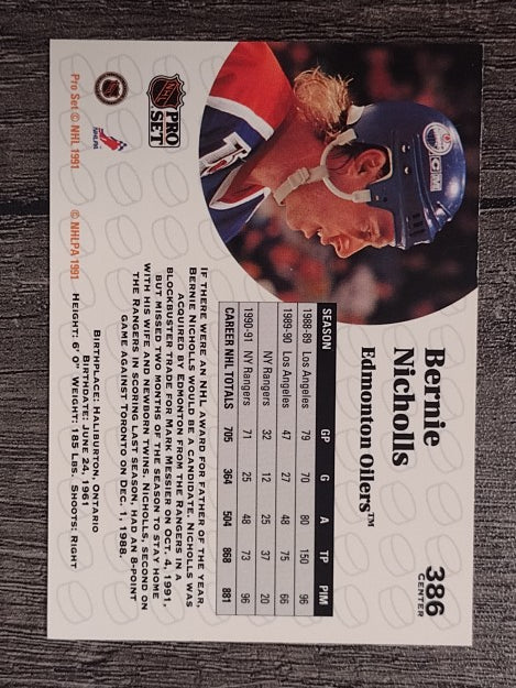 1991-92 Pro Set #386 Bernie Nicholls