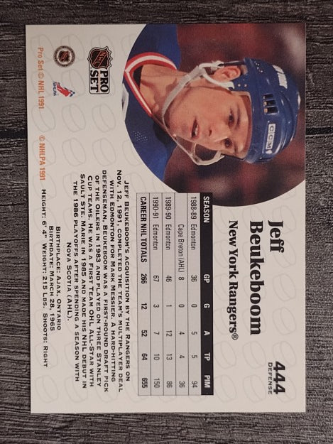 1991-92 Pro Set #444 Jeff Beukeboom