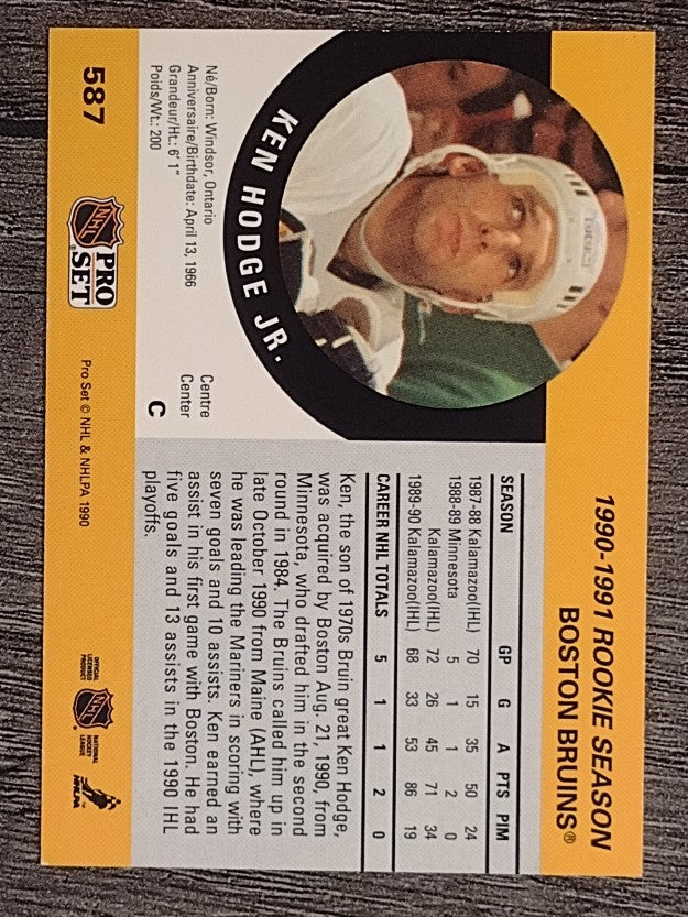 1990-91 Pro Set #587 Ken Hodge Jr. RC