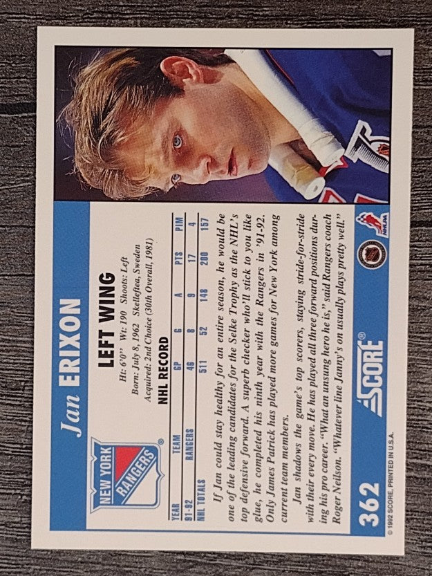 1992-93 Score #362 Jan Erixon