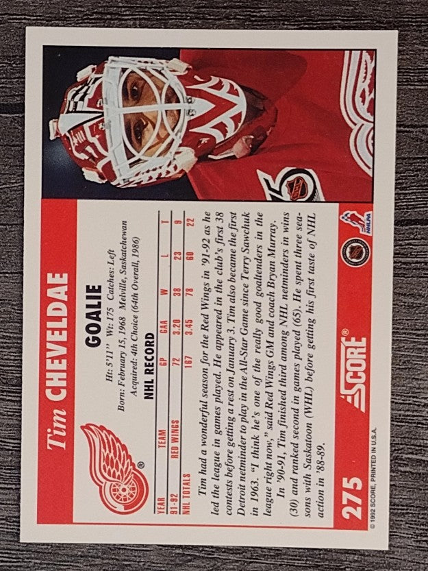1992-93 Score #275 Tim Cheveldae