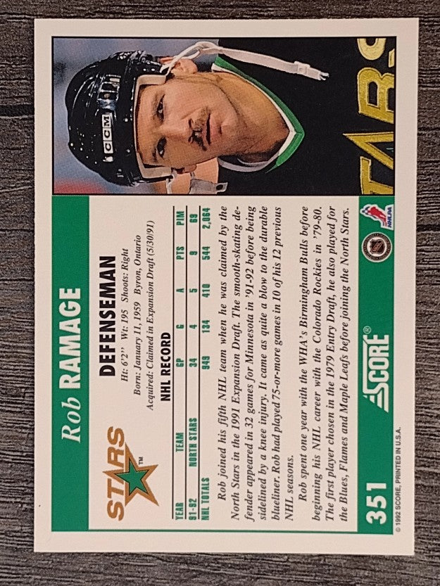 1992-93 Score #351 Rob Ramage