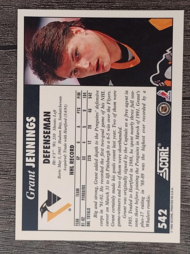 1992-93 Score #542 Grant Jennings