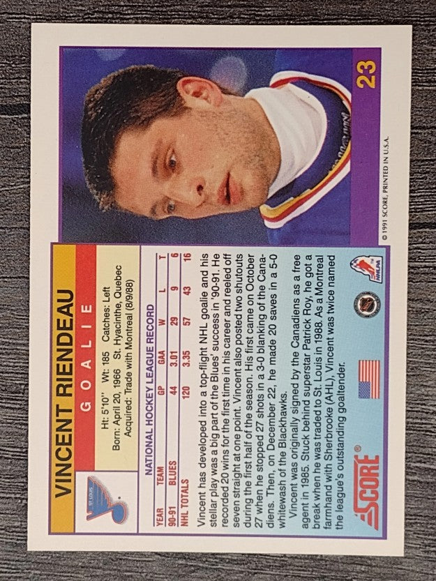 1991-92 Score American #23 Vincent Riendeau