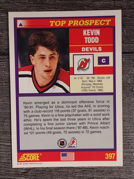 1991-92 Score American #397 Kevin Todd RC