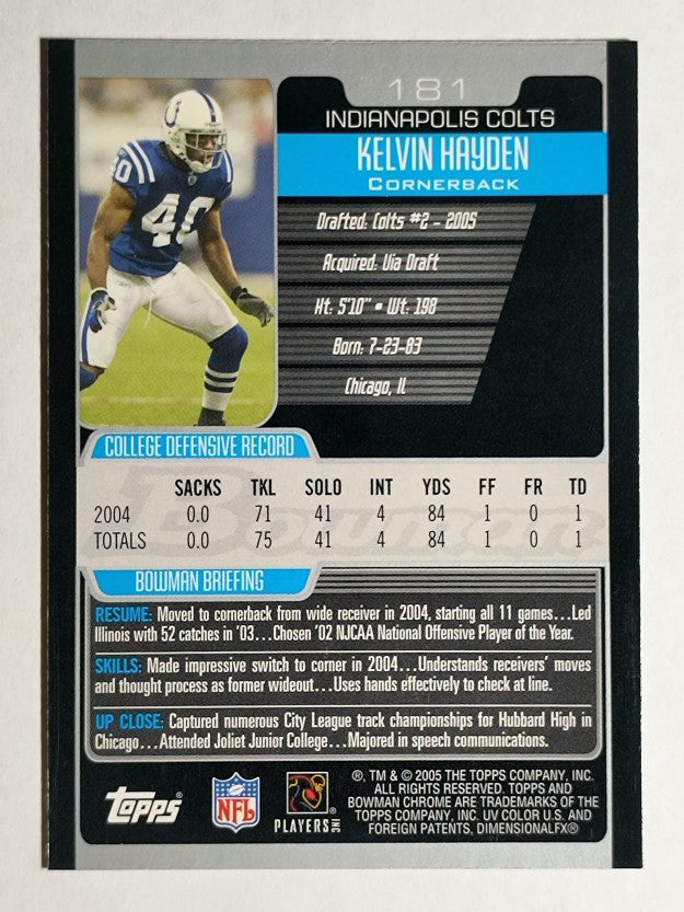 2005 Bowman Chrome #181 Kelvin Hayden RC
