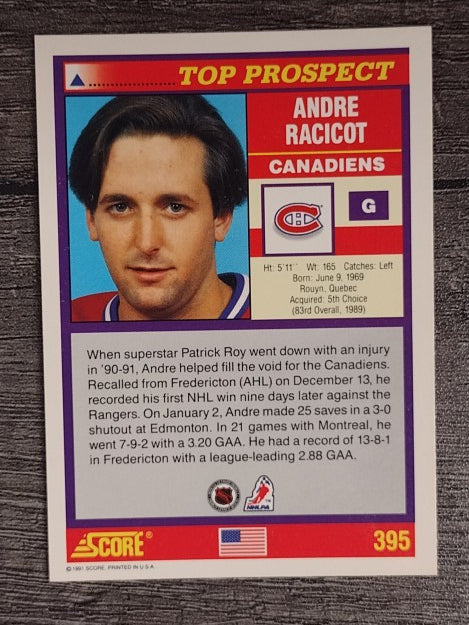1991-92 Score American #395 Andre Racicot TP RC