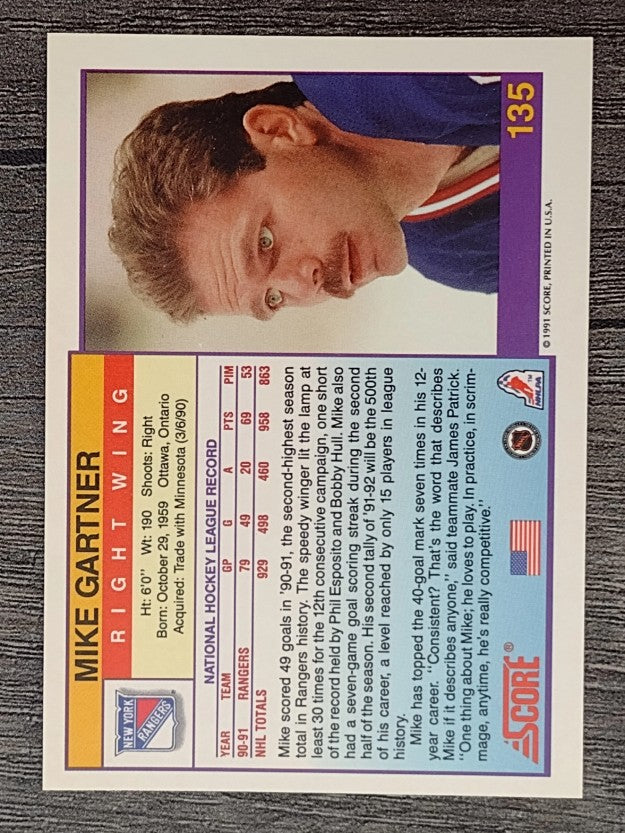 1991-92 Score American #135 Mike Gartner