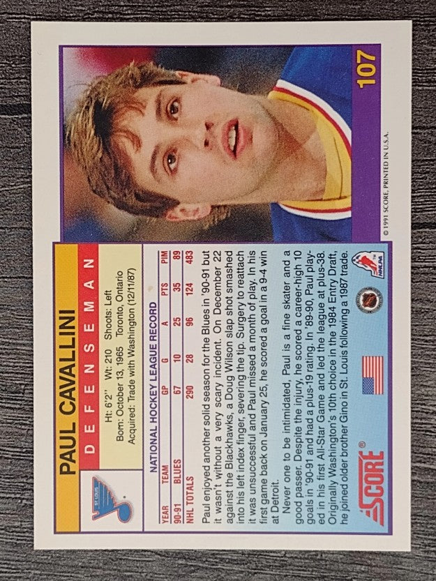 1991-92 Score American #107 Paul Cavallini
