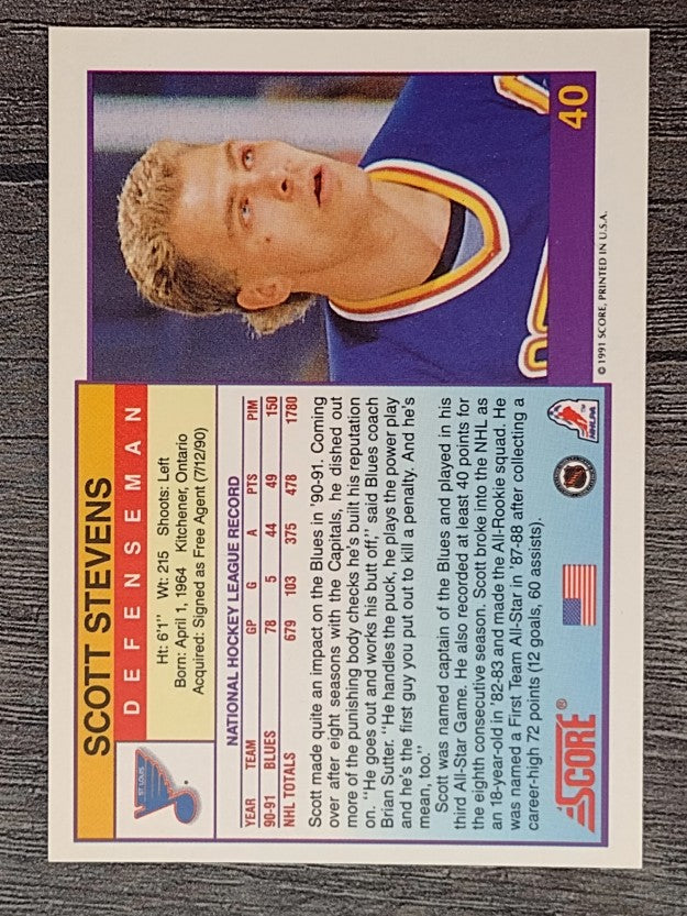 1991-92 Score American #40 Scott Stevens