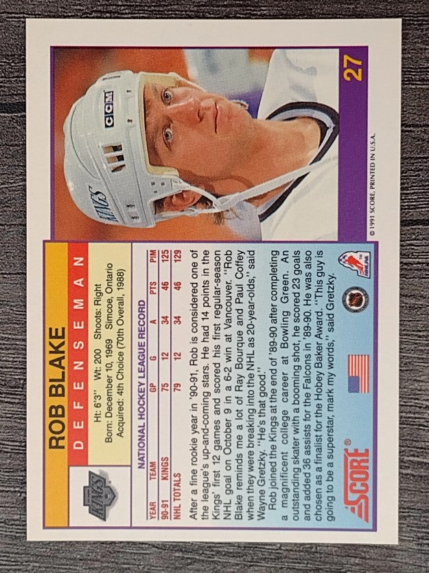 1991-92 Score American #27 Rob Blake