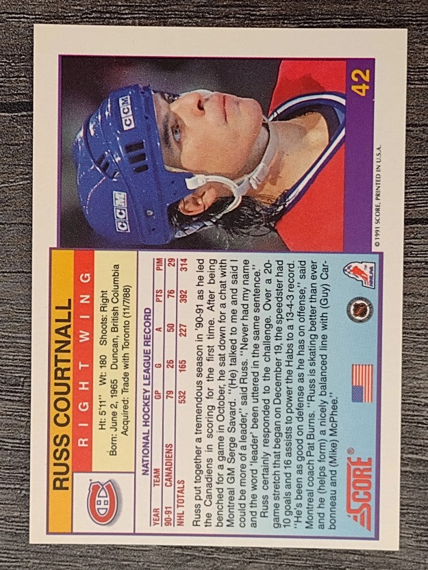 1991-92 Score American #42 Russ Courtnall