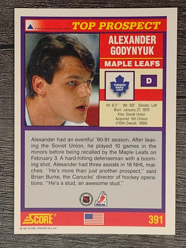 1991-92 Score American #391 Alexander Godynyuk TP