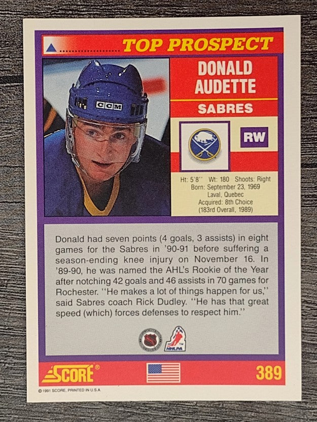 1991-92 Score American #389 Donald Audette TP