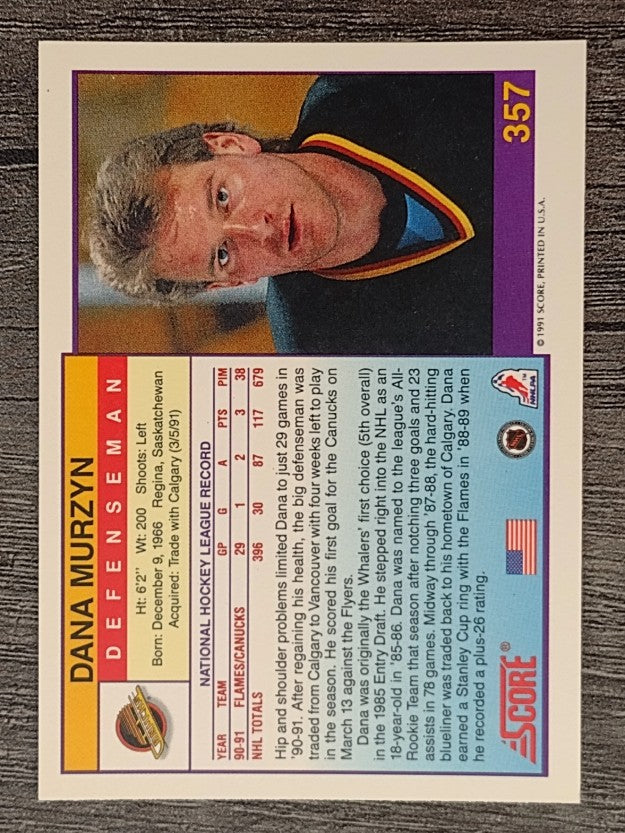 1991-92 Score American #357 Dana Murzyn