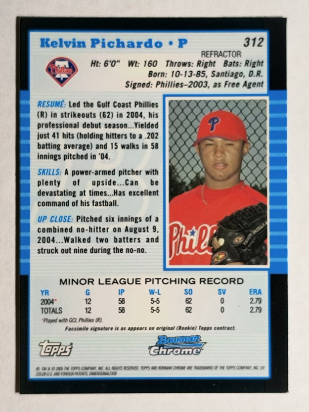 2005 Bowman Chrome Refractors #312 Kelvin Pichardo