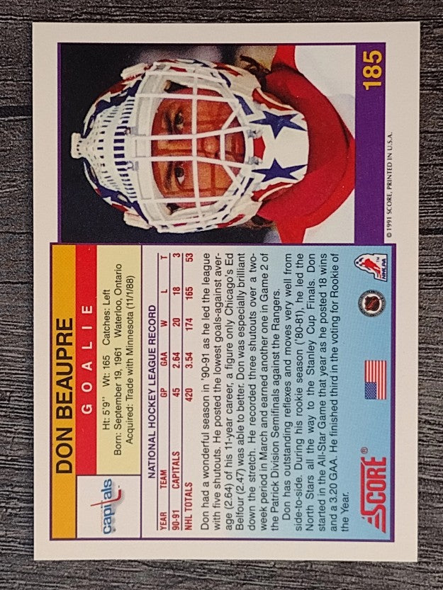 1991-92 Score American #185 Don Beaupre