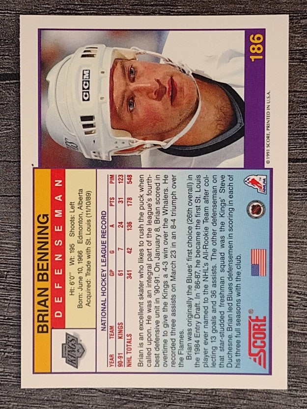 1991-92 Score American #186 Brian Benning