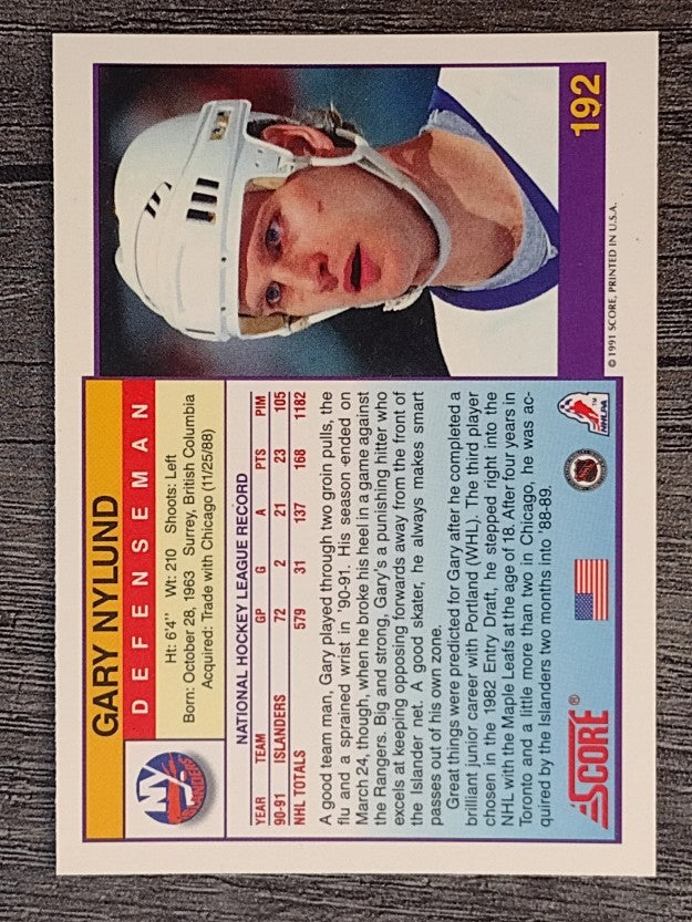 1991-92 Score American #192 Gary Nylund