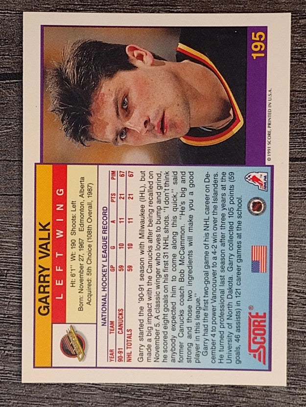 1991-92 Score American #195 Garry Valk