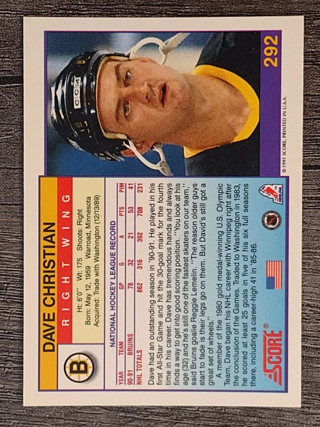 1991-92 Score American #292 Dave Christian