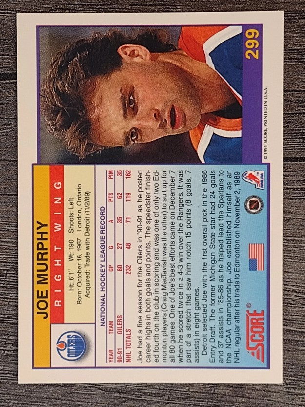 1991-92 Score American #299 Joe Murphy