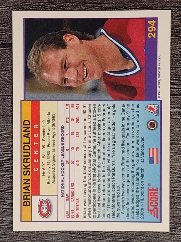 1991-92 Score American #294 Brian Skrudland