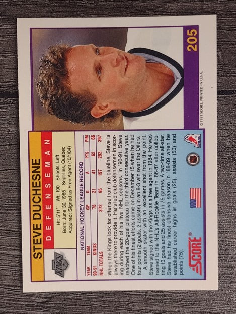 1991-92 Score American #205 Steve Duchesne