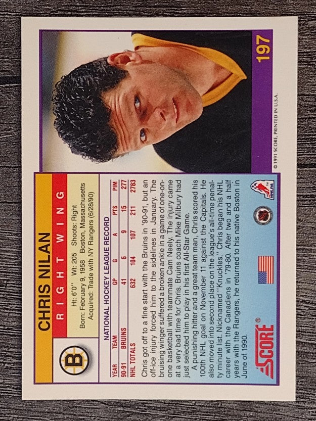 1991-92 Score American #197 Chris Nilan