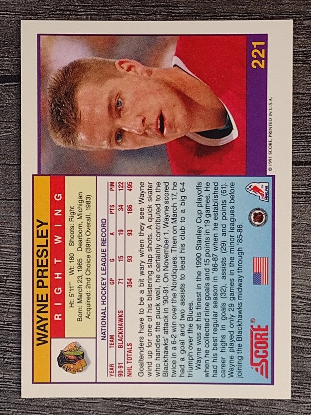 1991-92 Score American #221 Wayne Presley