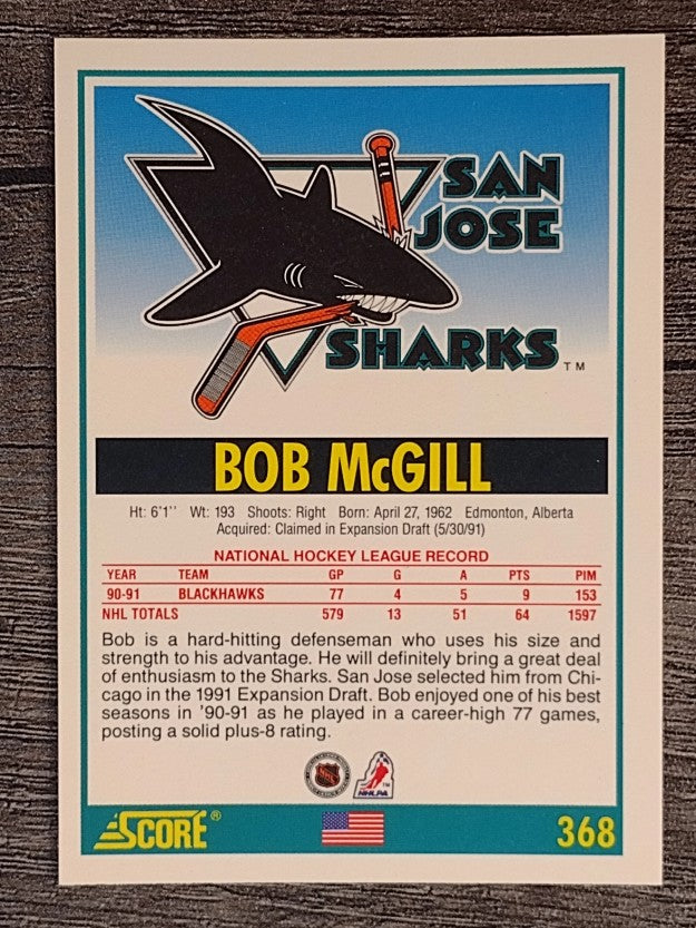 1991-92 Score American #368 Bob McGill