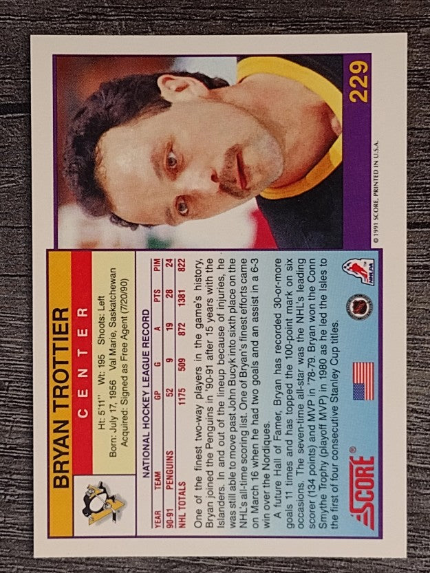 1991-92 Score American #229 Bryan Trottier