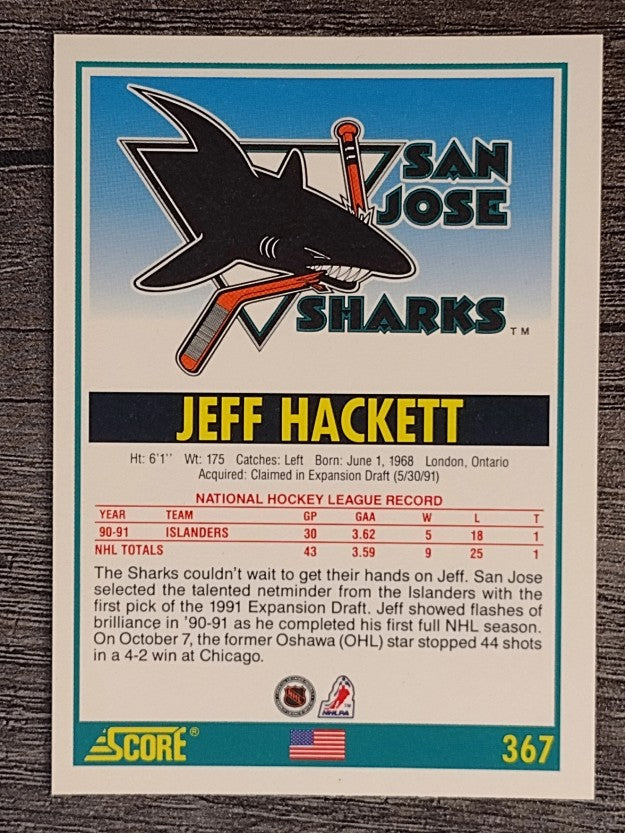 1991-92 Score American #367 Jeff Hackett