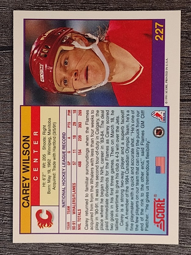 1991-92 Score American #227 Carey Wilson