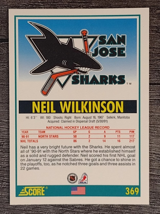 1991-92 Score American #369 Neil Wilkinson