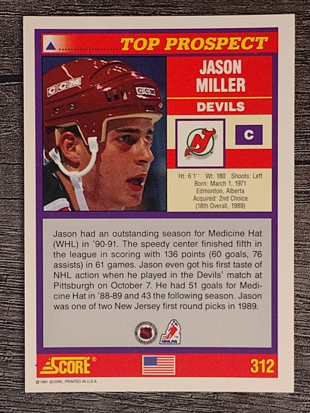 1991-92 Score American #312 Jason Miller TP