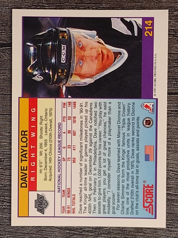 1991-92 Score American #214 Dave Taylor