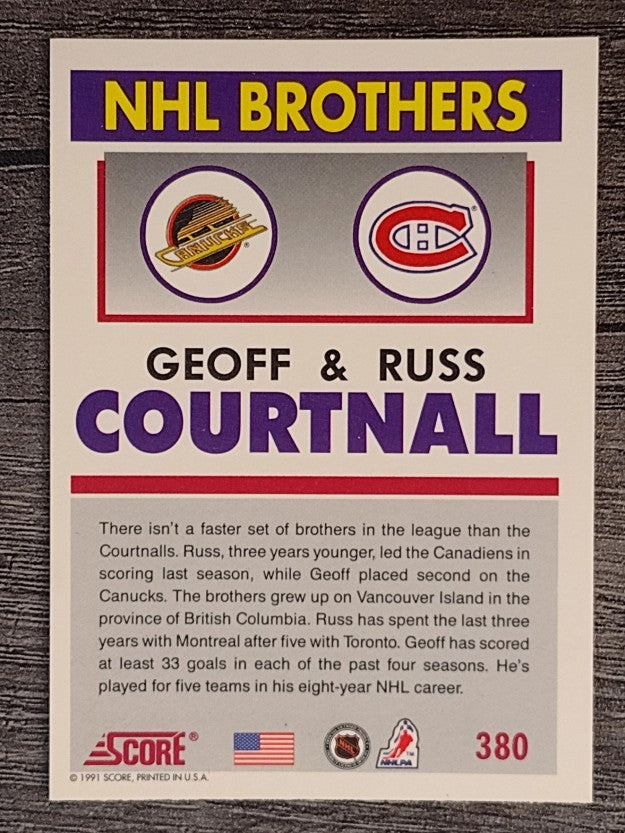 1991-92 Score American #380 Courtnall Brothers/Geoff Courtnall/Russ Courtnall