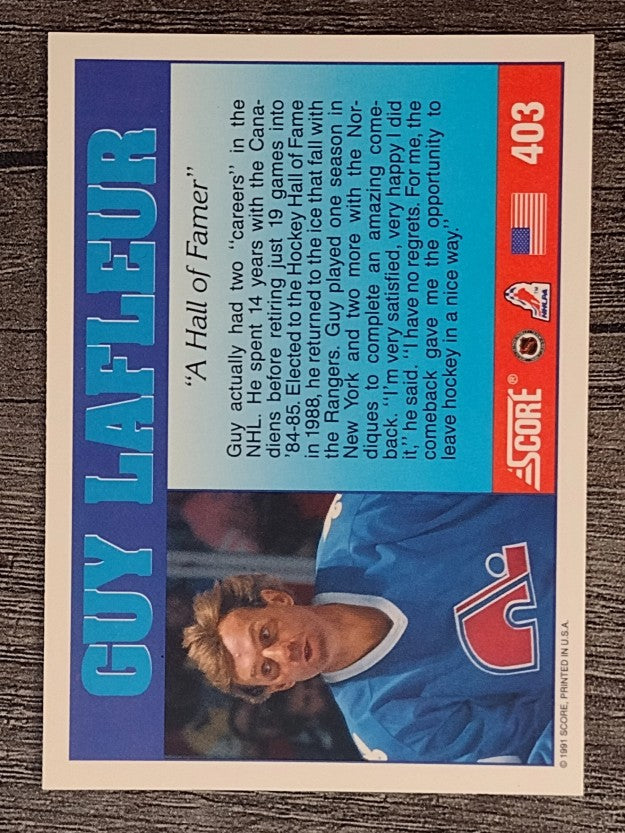 1991-92 Score American #403 Guy Lafleur/A Hall of Famer