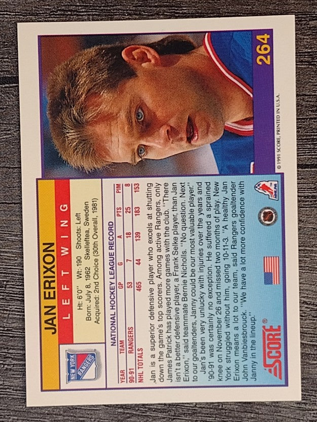 1991-92 Score American #264 Jan Erixon