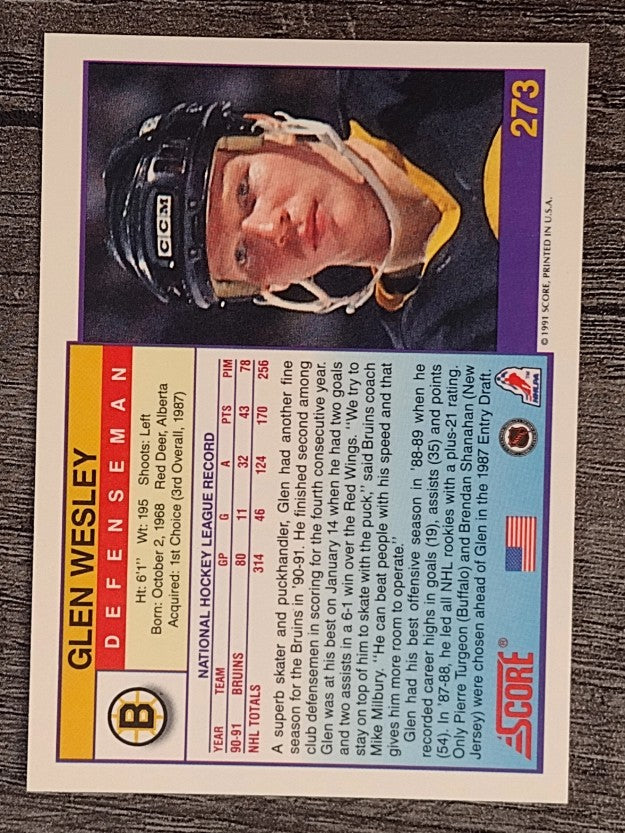 1991-92 Score American #273 Glen Wesley