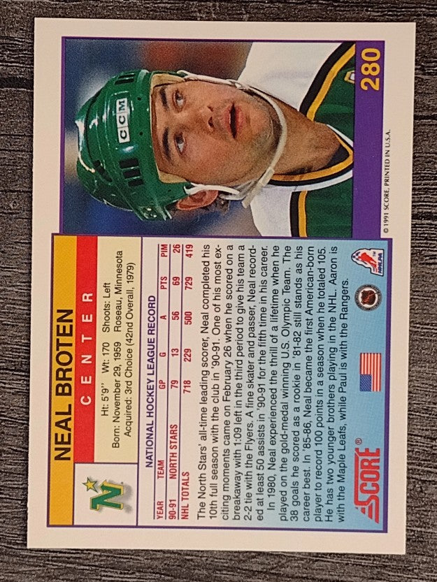 1991-92 Score American #280 Neal Broten