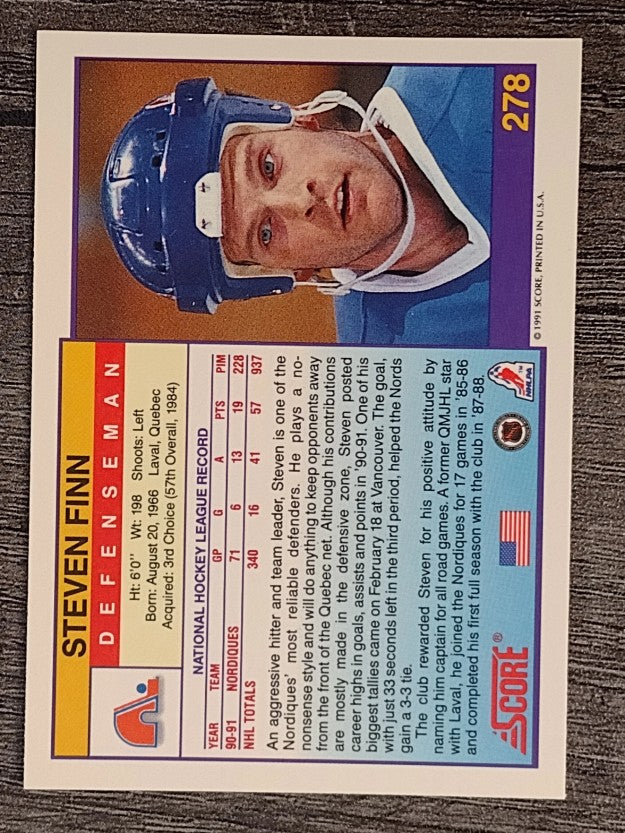 1991-92 Score American #278 Steven Finn