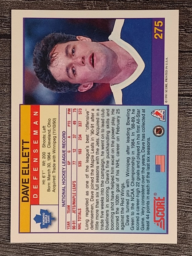 1991-92 Score American #275 Dave Ellett