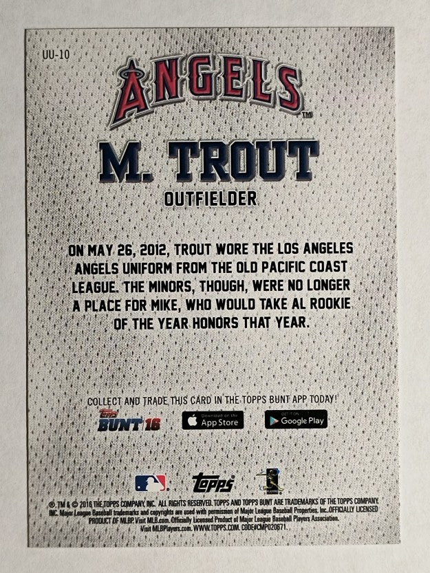 2016 Topps Bunt Unique Unis #UU10 Mike Trout