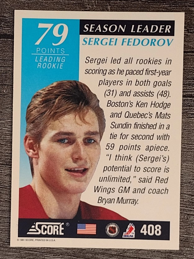 1991-92 Score American #408 Sergei Fedorov SL