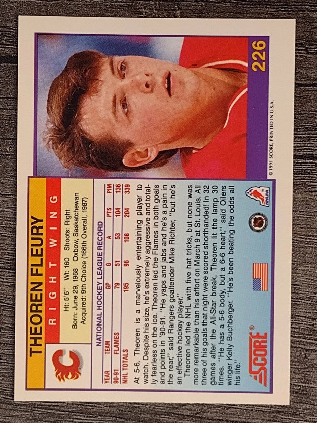 1991-92 Score American #226 Theo Fleury