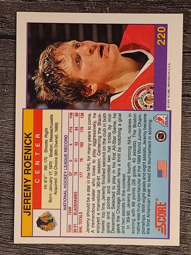 1991-92 Score American #220 Jeremy Roenick