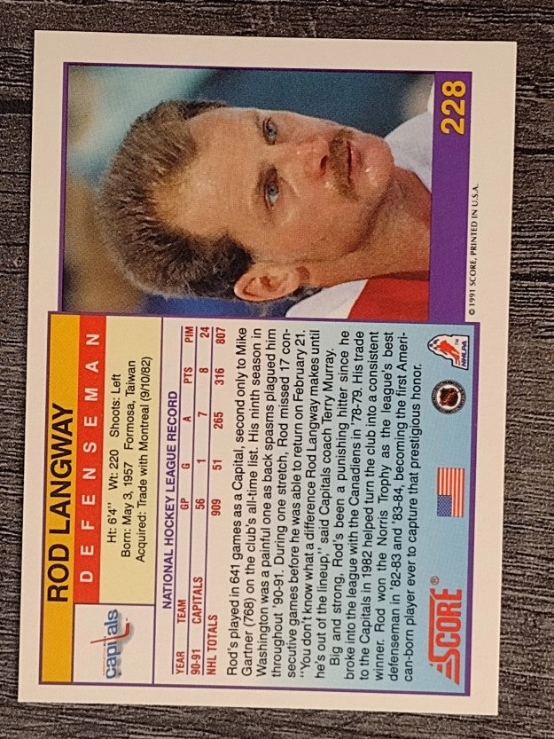1991-92 Score American #228 Rod Langway