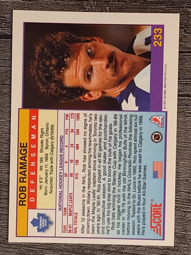 1991-92 Score American #233 Rob Ramage